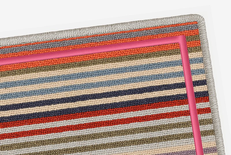 Margo Selby Stripe Frolic Westbrook (1921) with Stripes Thick Borders Black (6203) outer and Cotton Borders Pink (1030) inner border (Double piping) 