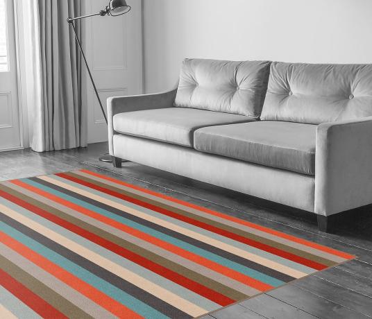 Margo Selby Stripe Frolic Minnis Carpet 1920 in Living Room