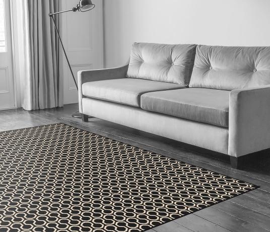 Quirky Honeycomb Black Carpet 7111 in Living Room