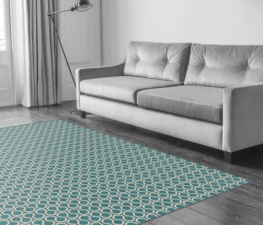 Quirky Honeycomb Duck Egg Carpet 7110 in Living Room