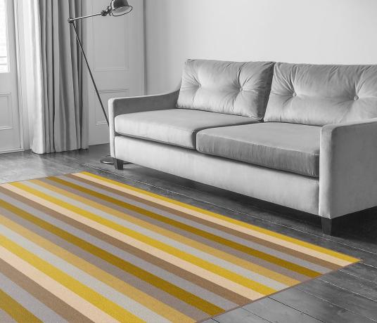 Margo Selby Stripe Sun Whitstable Carpet 1910 in Living Room